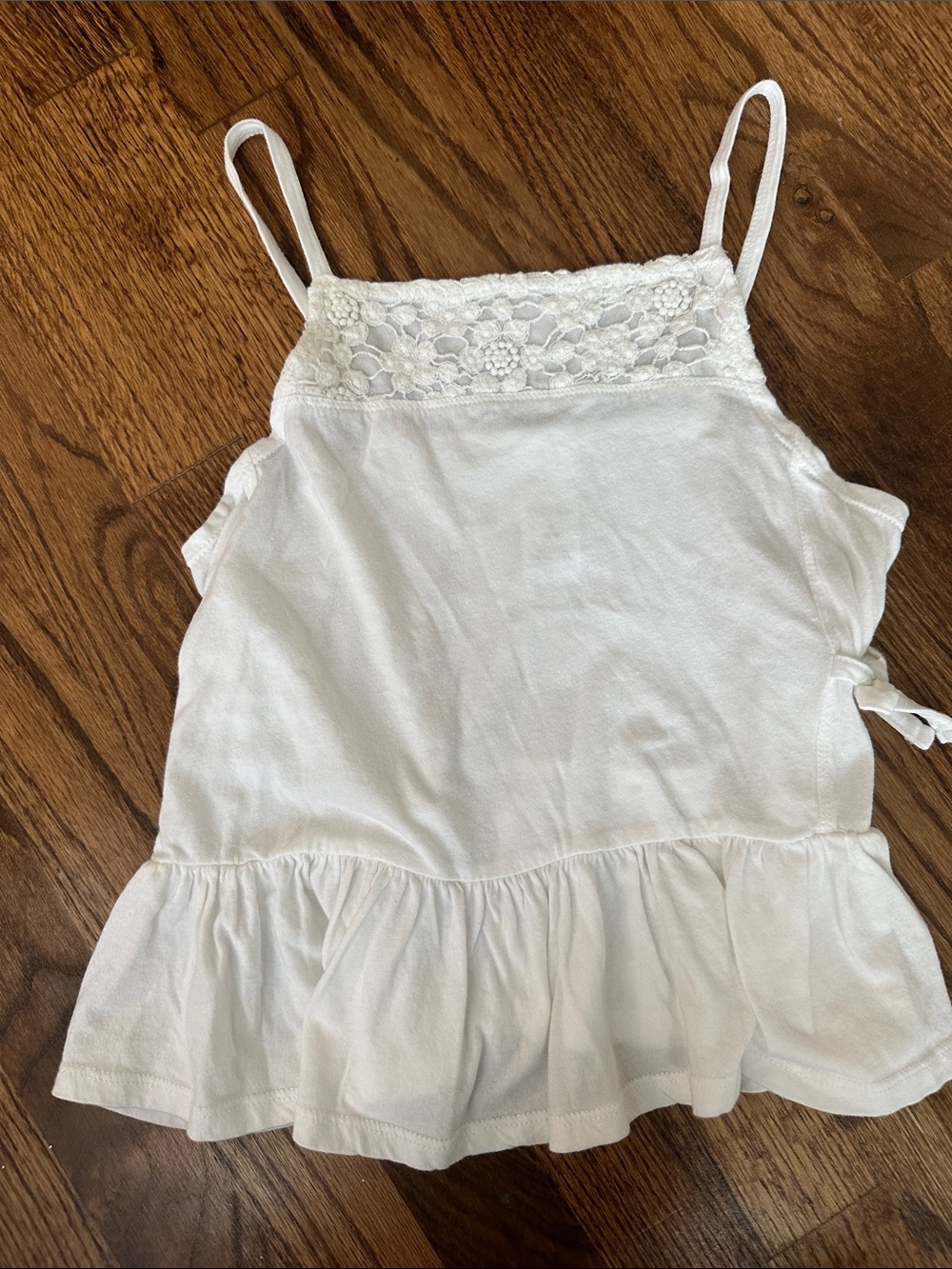 Nordstrom White Girls Lace-Trim Ruffle Cami
